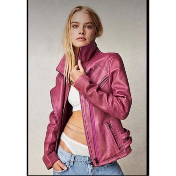 New Free People We The Free Cora Leather Jacket Size XS - Picture 1 of 12